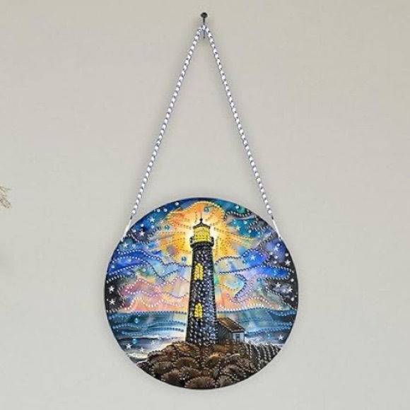 DIY Hanging Diamonds Painting Pendant Kit Lighthouse, - Picture 4 of 4